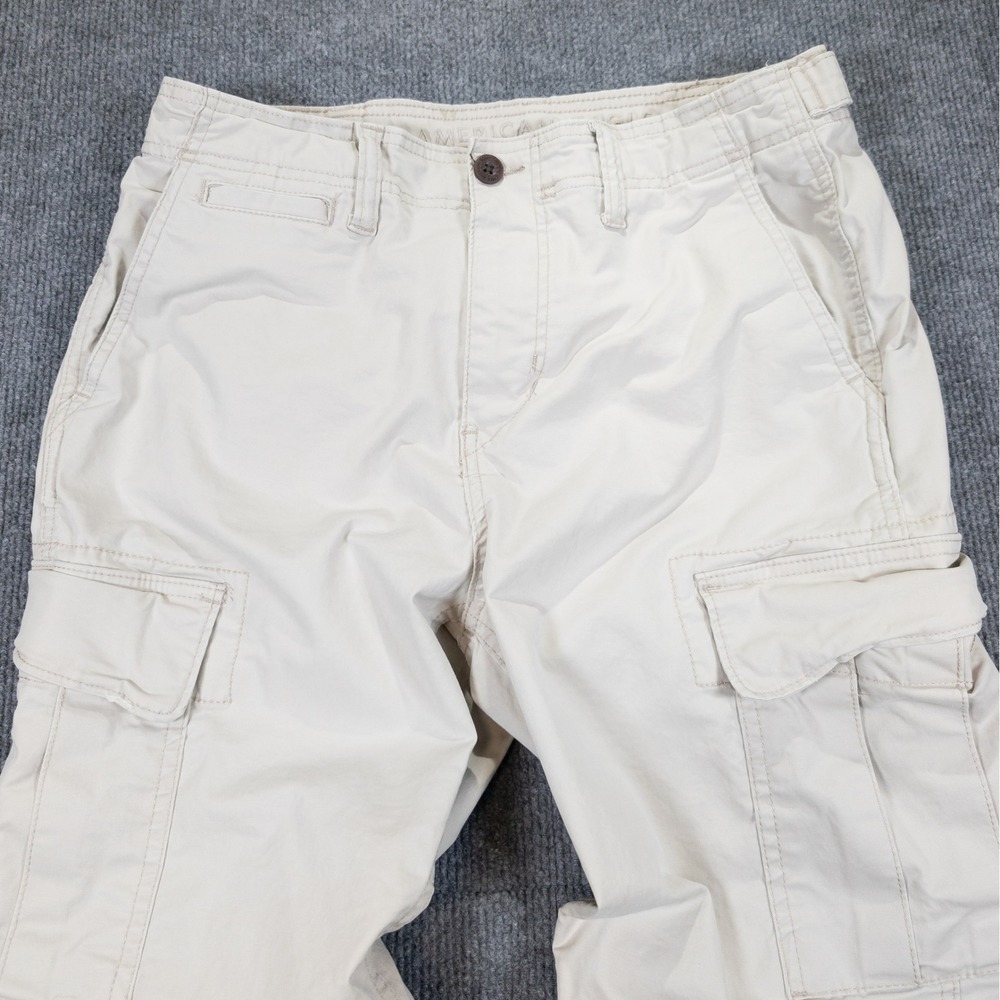 American Eagle Slim Lived-In Cargo Pants Mens 32x30 Tan Khaki Utility Trousers - Picture 2 of 15